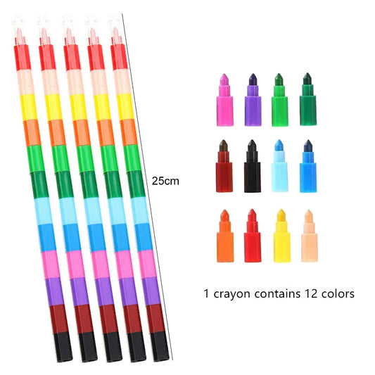 12 Farben Regenbogen Bausteine Malstifte Kreide Set für Schule Party Geschenk