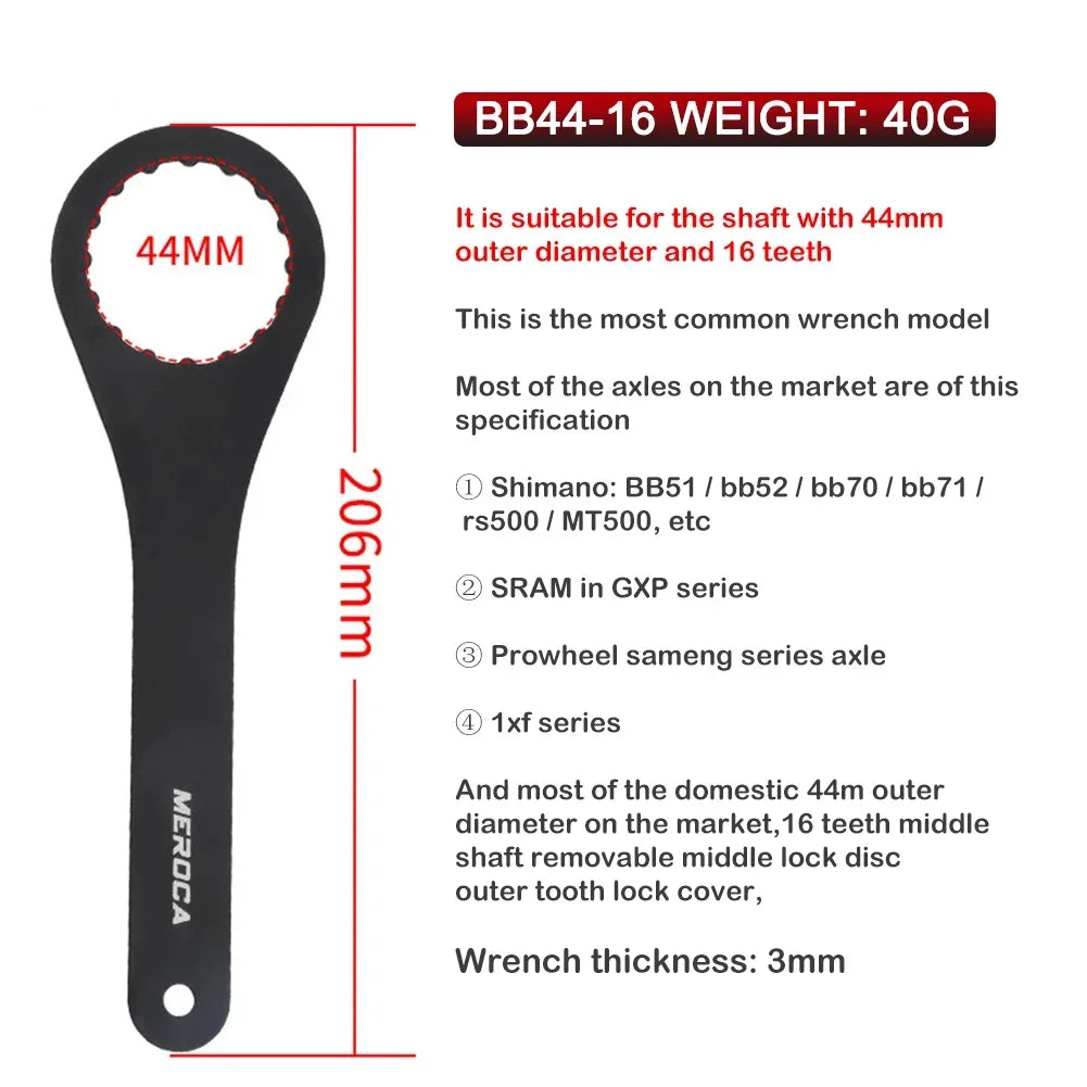 Aluminium Tretlager Schlüssel 44/46mm mit Präzisionszähnen für Fahrräder