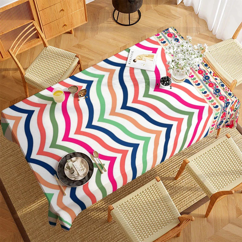 Abstrakte rechteckige Tischdecke aus Polyester wasserabweisend