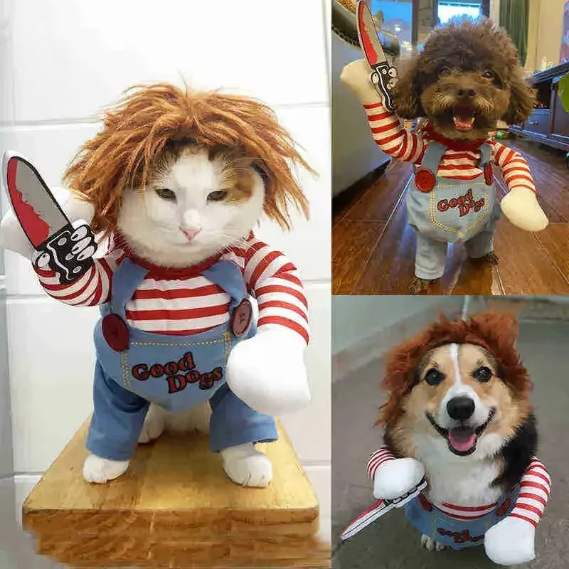 Lustiges Halloween Verkleidung Tierkostüm Dolch Effekt Hund Katze
