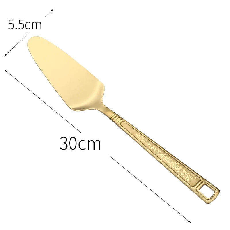 Goldene Edelstahl-Kochutensilien 4-teilig – Spatel, Salatlöffel & Gabel, langlebig, pflegeleicht