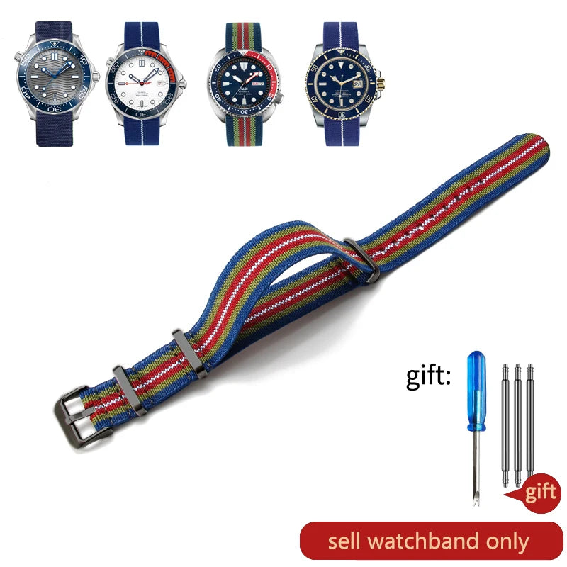 Retro Fallschirm Nylon Uhrenarmband in 18, 20 und 22 mm High Density