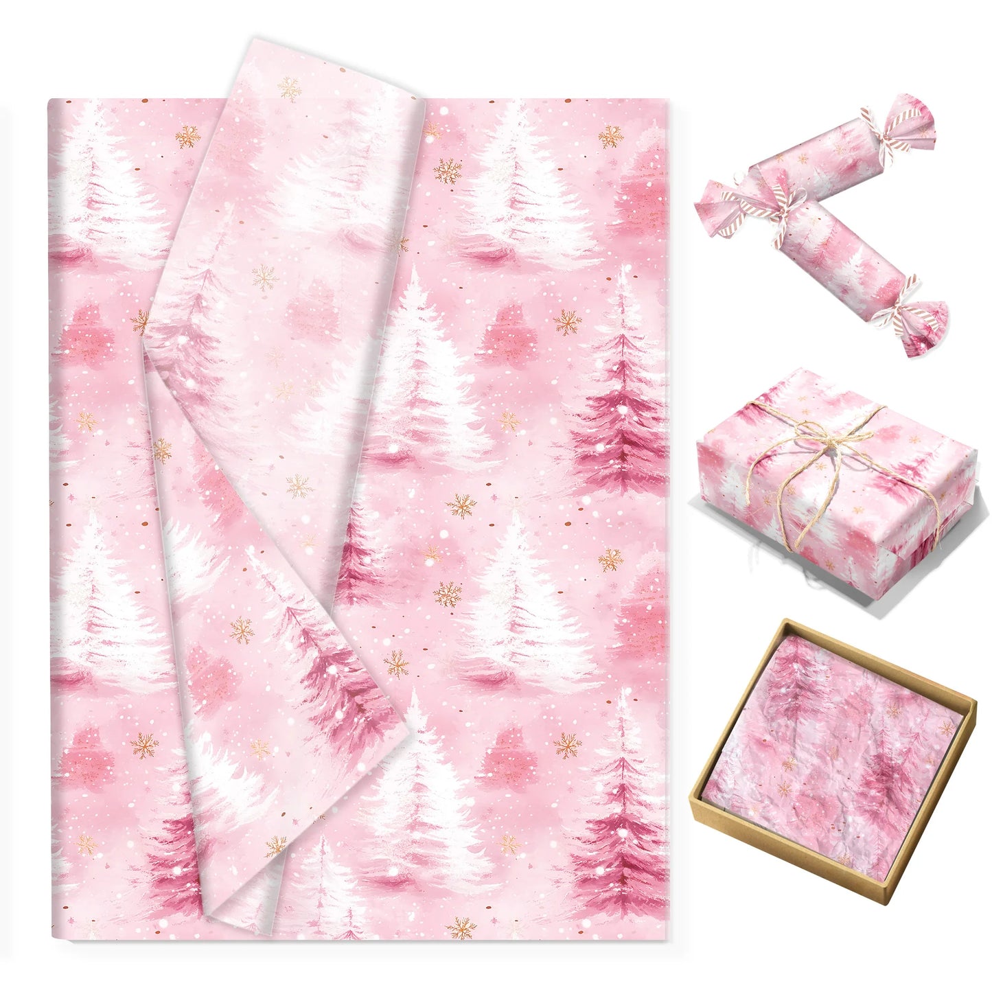20/50 Stücke Weihnachts-Seidenpapier mit Schneeflocken- & Birnenmuster