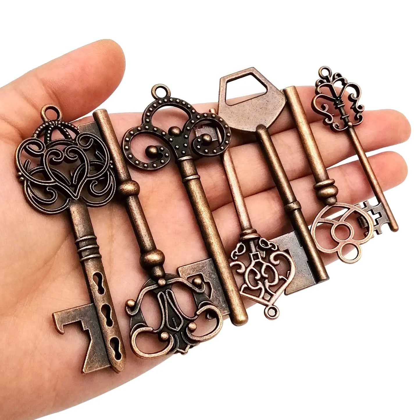 9-teiliges Set Vintage Metall Schlüssel Charms für Schmuck DIY