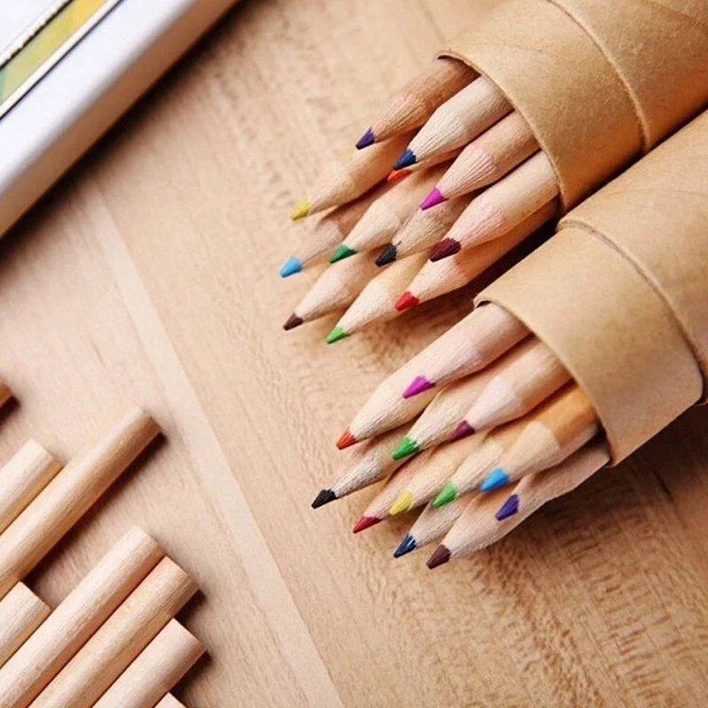 12-teiliges Holz Buntstifte Set mit Spitzer für Kinder und Schüler