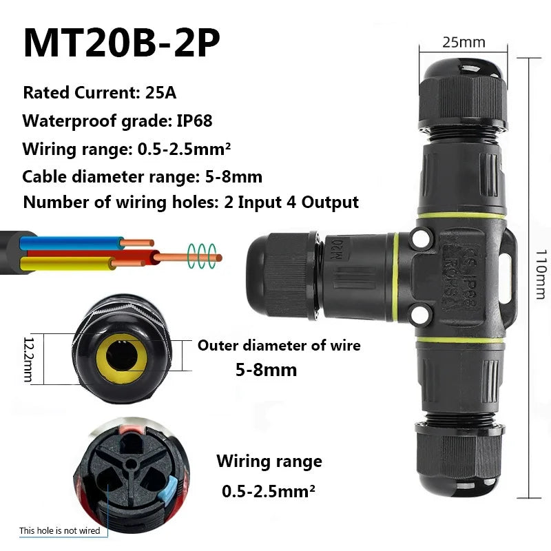 Lötfreier IP68 Wasserdichter Kabelverbinder für LED - Außenbereich 2-4 polig