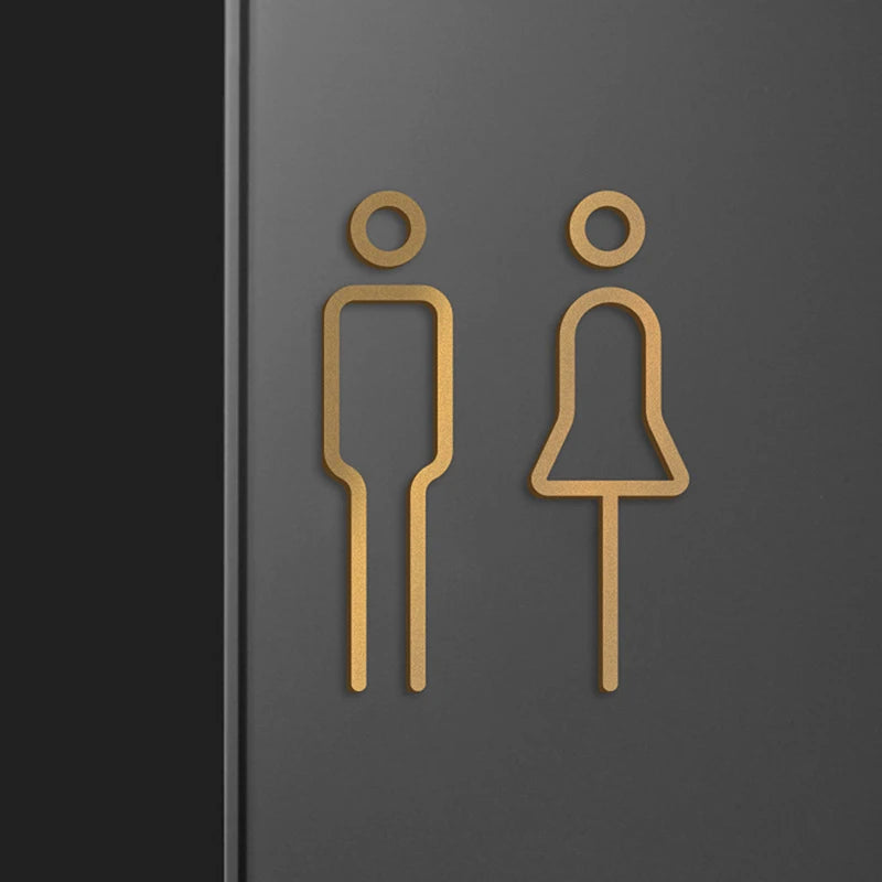 Elegantes WC-Schild Schwarz Gold aus Acryl – stilvolle Türkennzeichnung, 2er Set