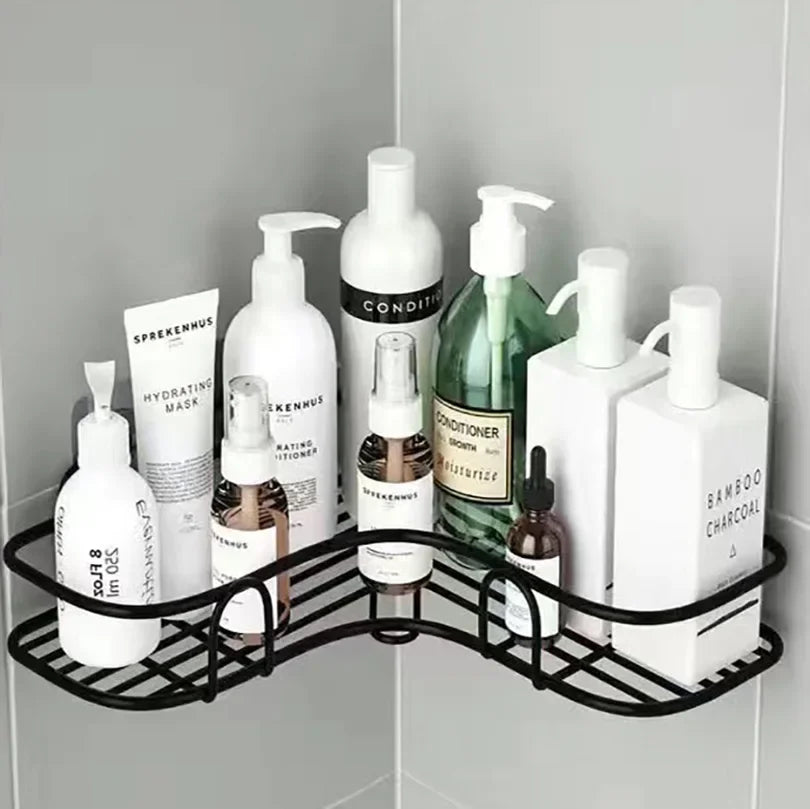Bad Lieferungen Schwimmende Wand Regal Metall Organizer Warenkorb Badezimmer Dusche Vorhang Küche Lagerung Organisatoren Kommode