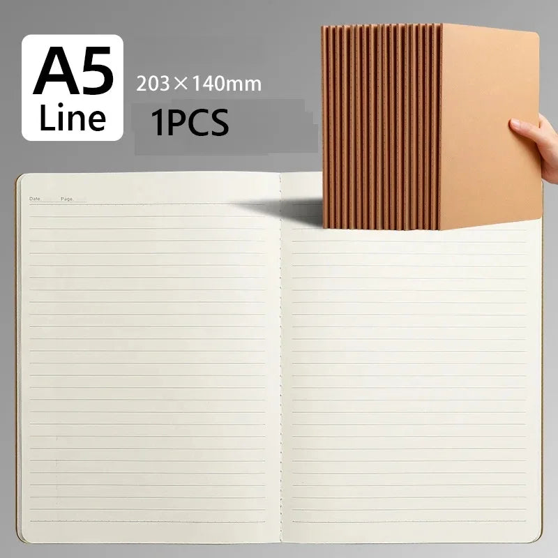 A5 Notizbuch Kraftpapier Cover Blank Gitter Gefüttert für Schule Büro