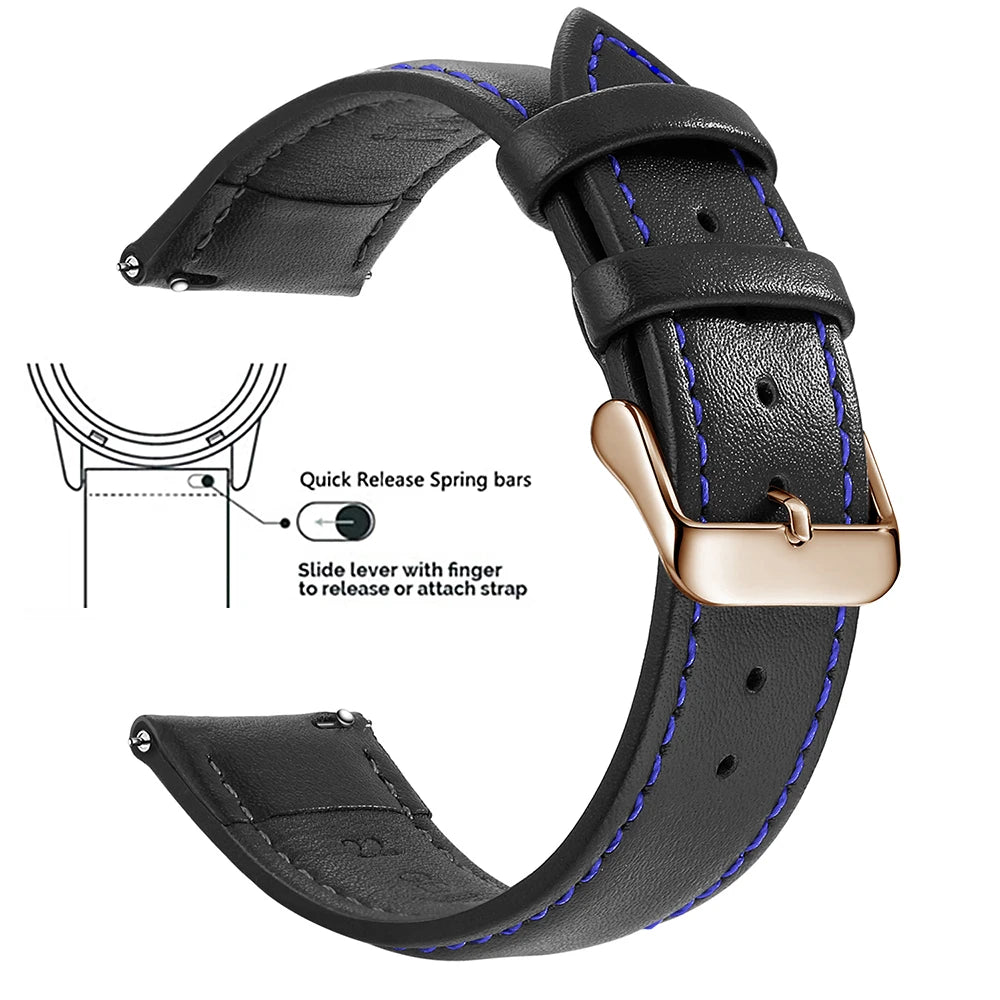 Echtleder Uhrenarmband Schnellverschluss 18/20/22mm für viele Smartwatches