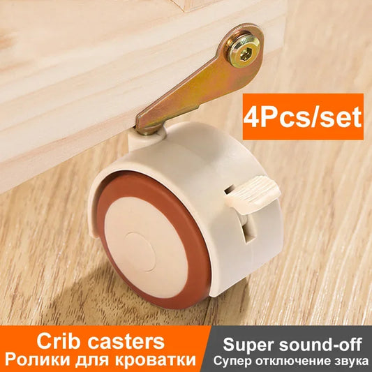 4x Lenkrollen mit Bremse 5,1cm Nylon für Möbel Babybett Stühle Trolleys