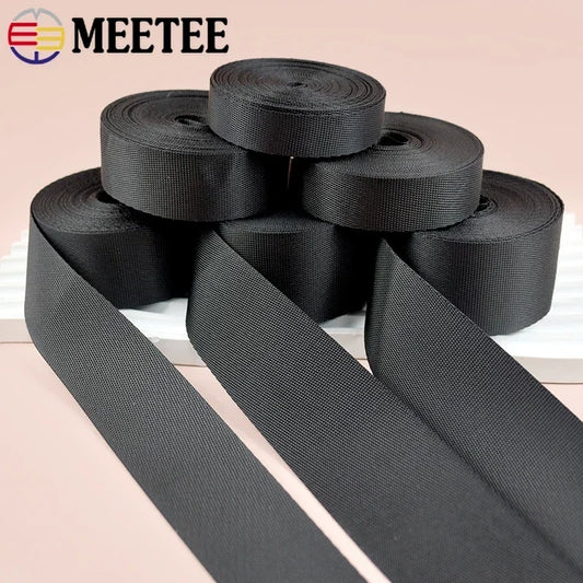 5m Schwarzes Nylon Gurtband 10-100mm für Taschen, Gurte, Haustier, DIY