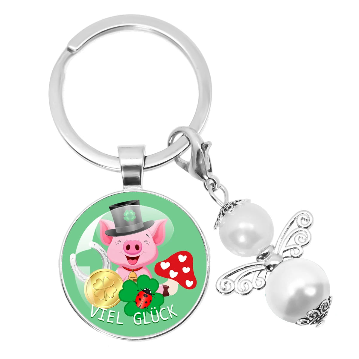 Glücksbringer Schlüsselanhänger mit vierblättrigem Kleeblatt Design