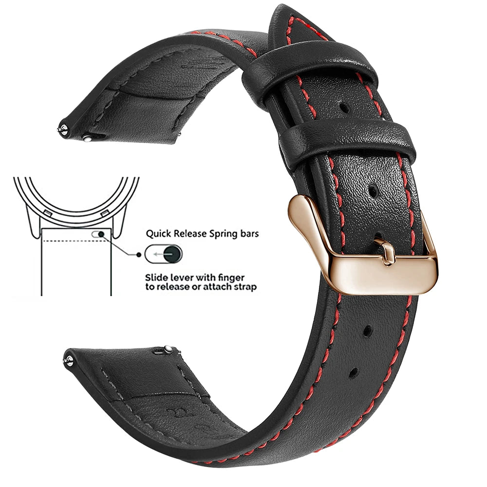 Echtleder Uhrenarmband Schnellverschluss 18/20/22mm für viele Smartwatches