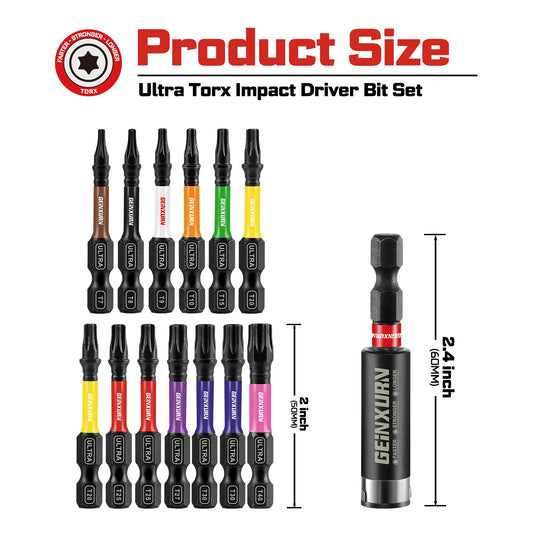 Langlebiges 11-teiliges Torx Bit Set T7-T40 mit magnetischem Halter - Organizer