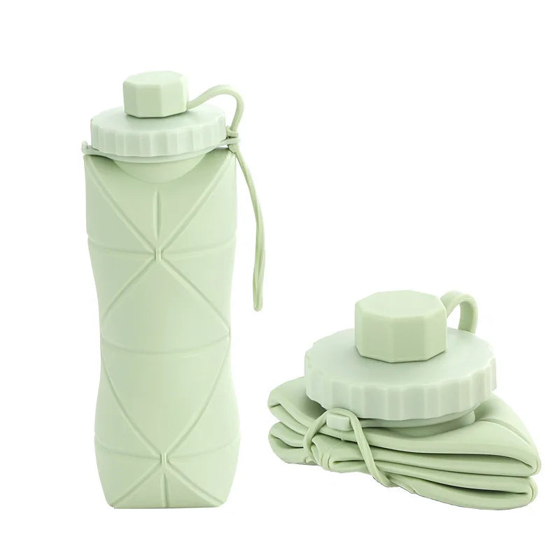 Faltbare 600 ml Silikon-Trinkflasche – platzsparend, langlebig - BPA-frei