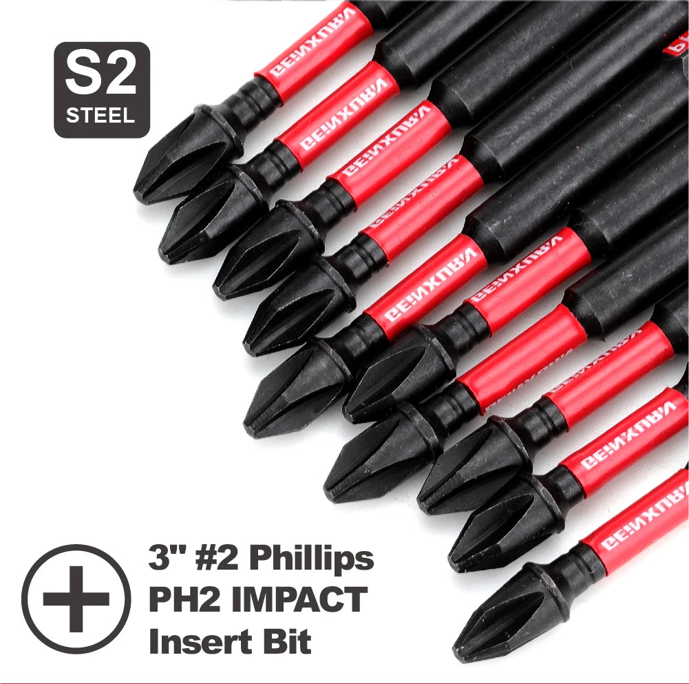 PH2 Kreuzschlitz Schrauber-Bits 3 Zoll Set - Schlagfest Magnetisch S2 Stahl