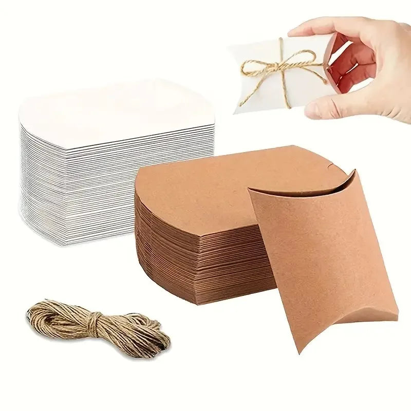50X Mehrfarbige Kraftpapier Kissen Candy Boxen für Party Hochzeit Geburtstag Deko