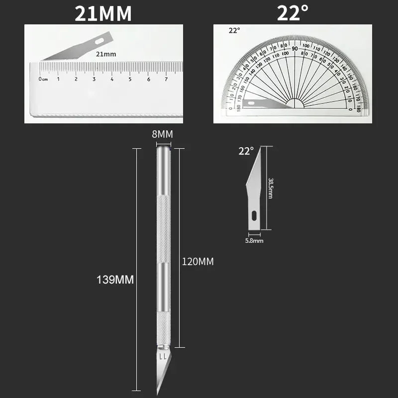 Metall Skalpellmesser Set mit 5 Klingen für DIY Gravur und Reparatur