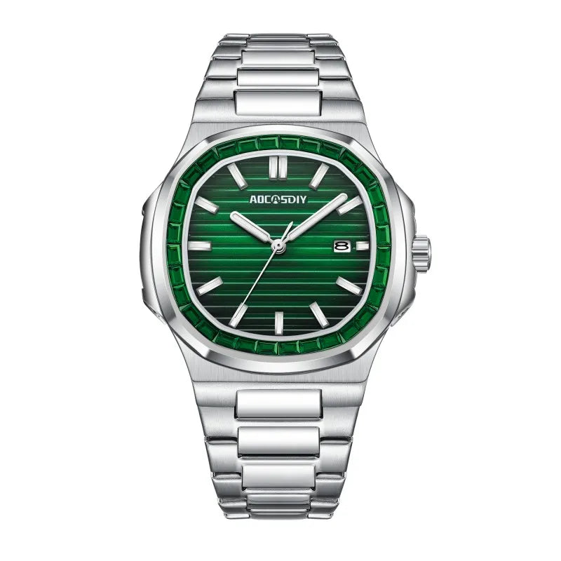 Herren Business Uhr mit Strass wasserdicht leuchtend und Kalender