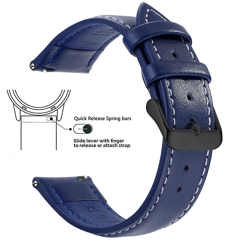 Echtleder Uhrenarmband Schnellverschluss 18/20/22mm für viele Smartwatches
