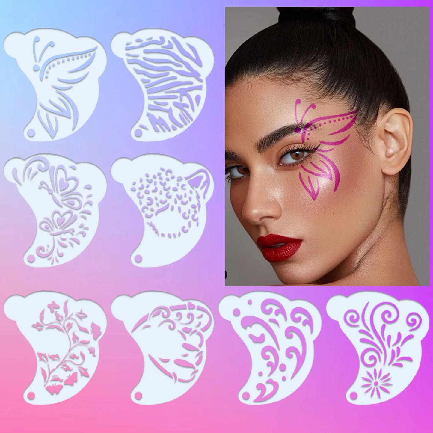 Wiederverwendbare Gesichtsbemalungsschablonen für kreative Body Art