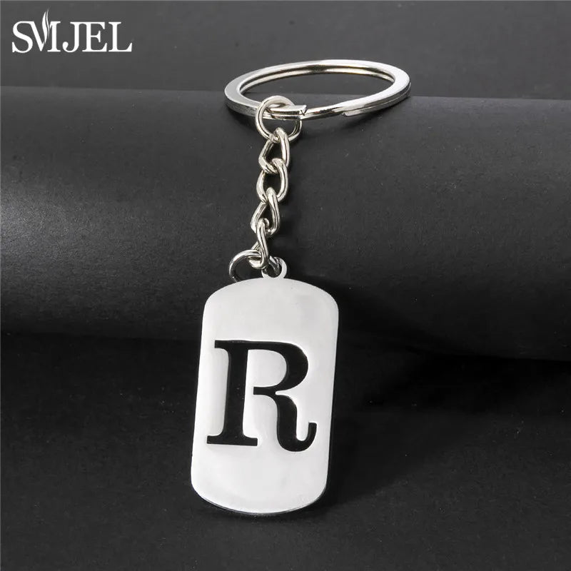 Edelstahl A-Z Buchstaben Schlüsselanhänger – Stylishes Party-Charm