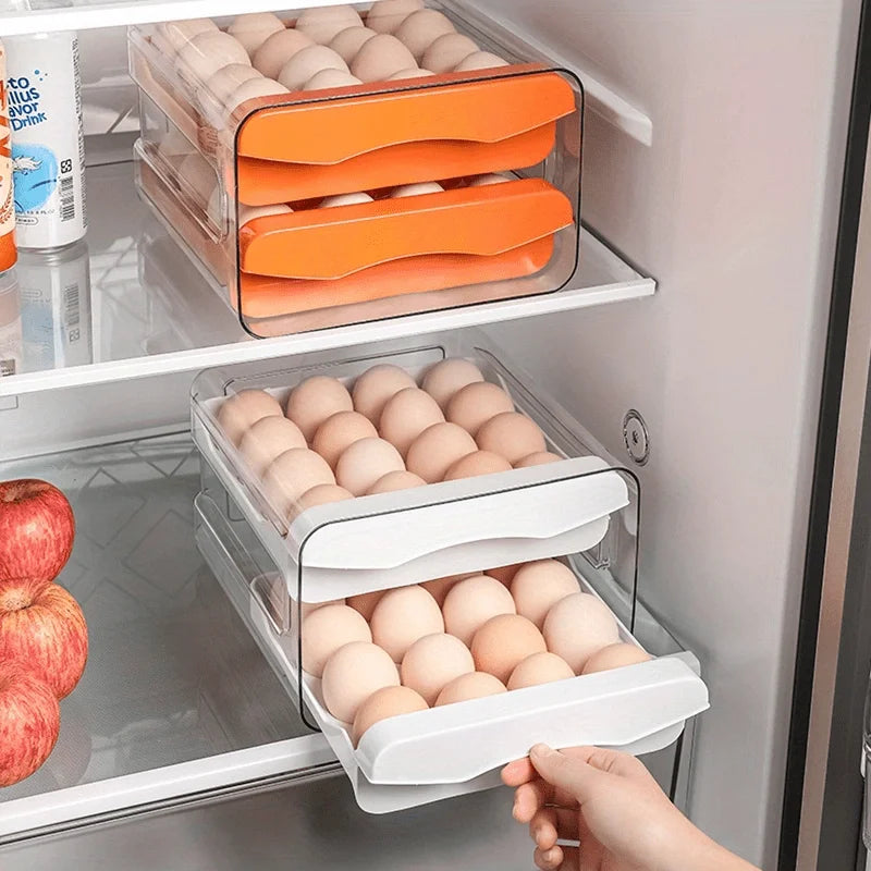 Platzsparend - Sicher: 2-Schicht Eierbox für 32 Eier, transparent - stapelbar
