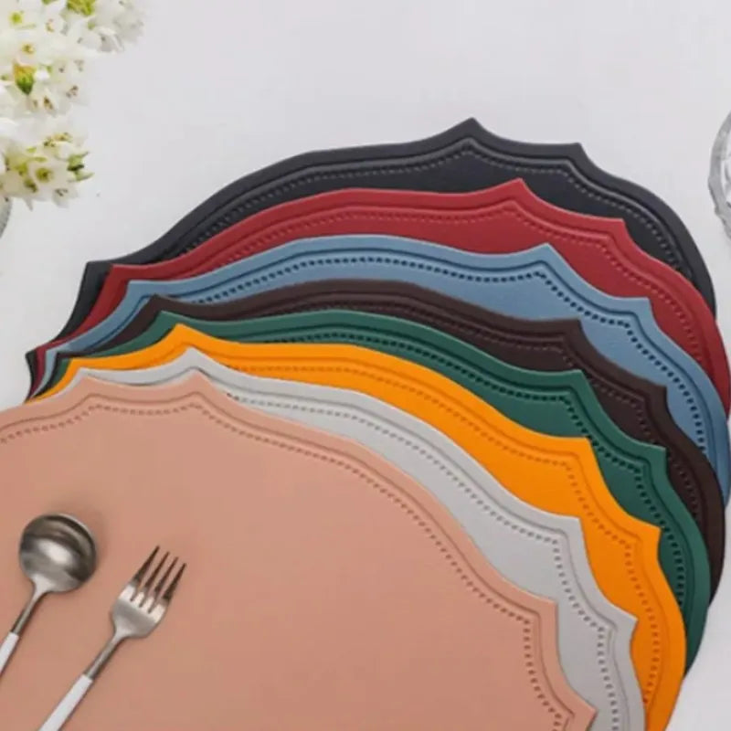 Geformte PU Kunstleder Tischsets Luxus Schwarz Creme Grau 1/4/6 Stk.