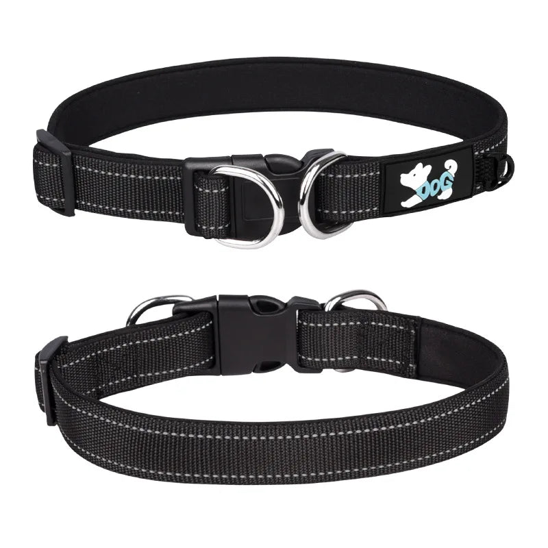 Reflektierendes Hundehalsband mit personalisierbarer ID-Schnalle, verstellbar