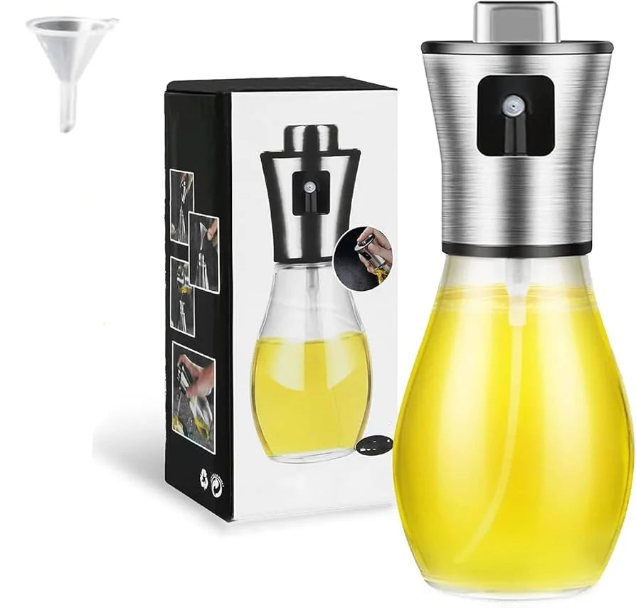 Präzises Sprühen - Auslaufsicher: Ölsprühflasche 200 ml Glas - Edelstahl