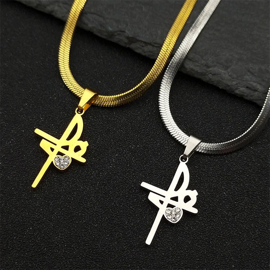 Klassische Kreuz Anhänger Halskette Edelstahl mit Strass Unisex Schmuck
