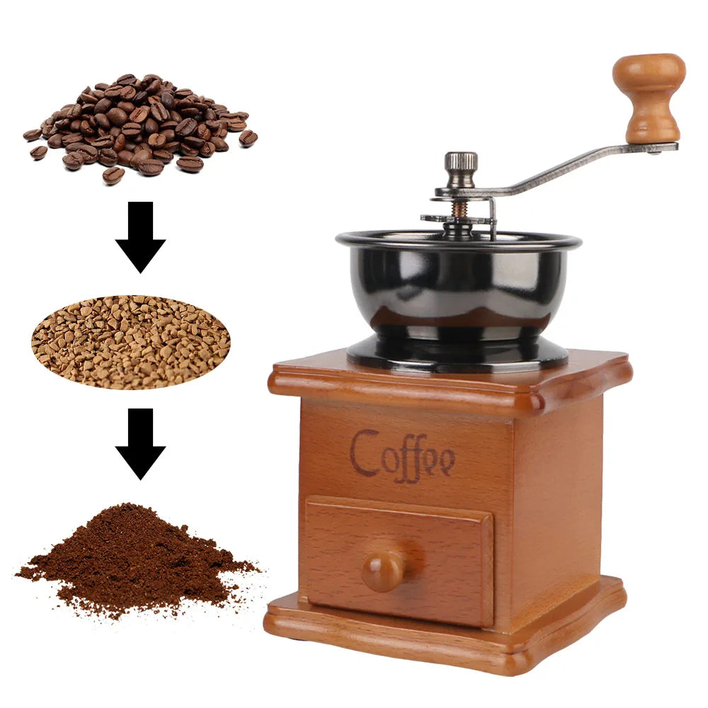 Holz Mini Retro Stil manuelle Kaffeemühle mit Edelstahlgriff und Keramikmahlwerk