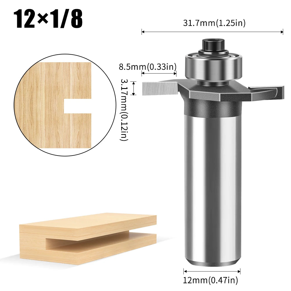Doppel-rand T-förmiger Fräser mit 6mm und 12mm Schaft für Holzarbeiten