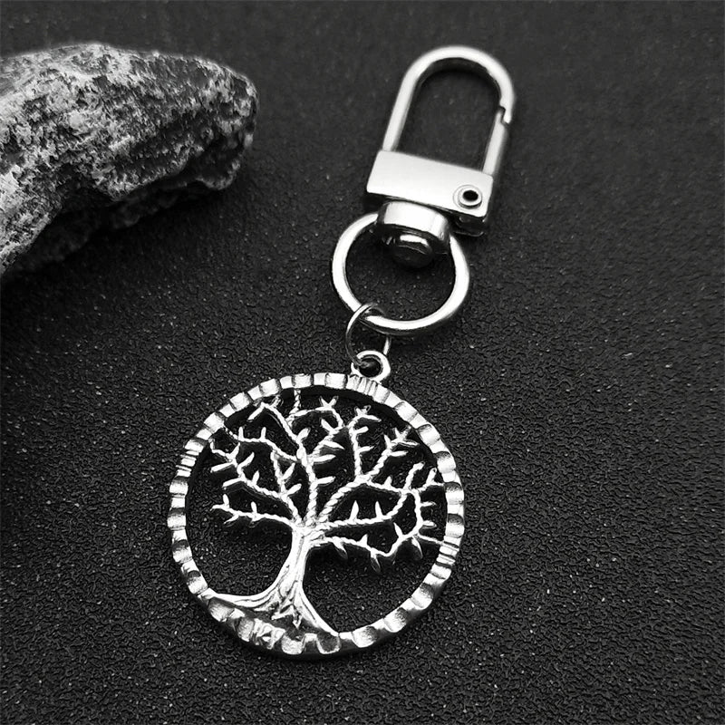 Baum des Lebens Schlüsselanhänger aus Edelstahl Silber Unisex Geschenk