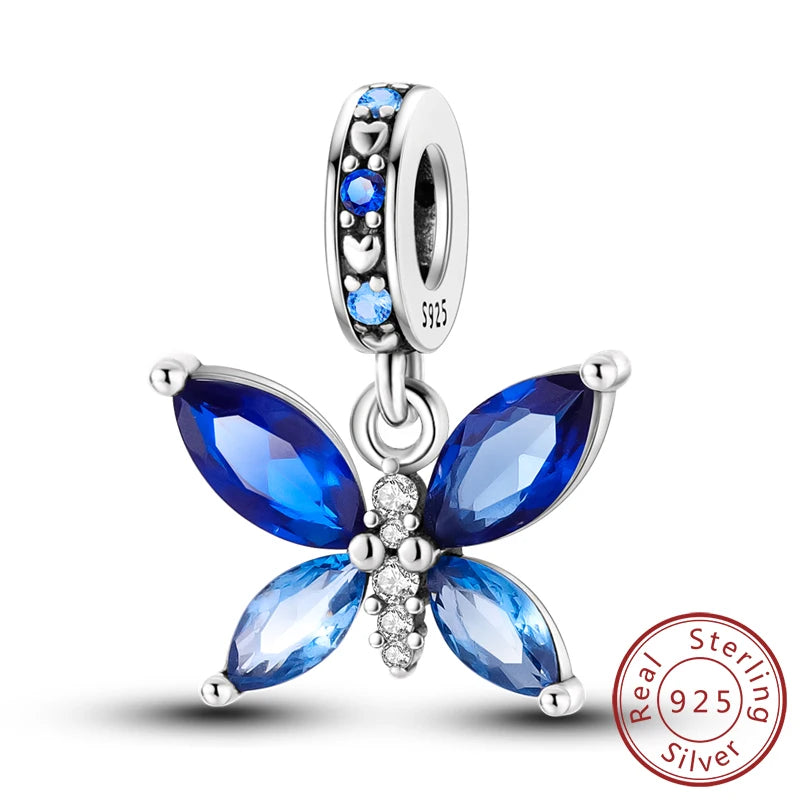 Funkelnder Schmetterlings-Charm aus 925 Sterlingsilber mit Zirkon – Elegant - Leicht