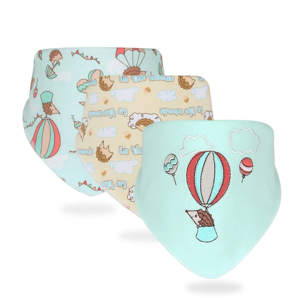 Sanfte Babypflege garantiert: 3er Set Baumwoll Bandana Lätzchen mit Tierprint