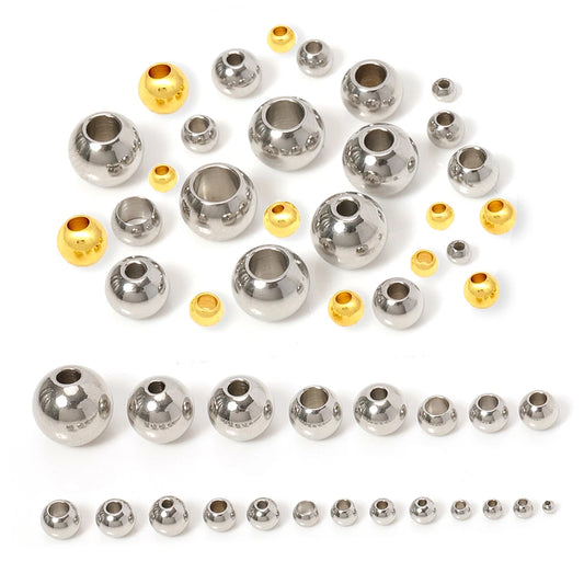 100x Edelstahl Großloch Spacer Perlen für DIY Schmuck 2-12mm