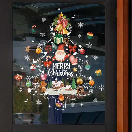 Weihnachten Fenster Aufkleber Santa Baum PVC Wohnzimmer Deko
