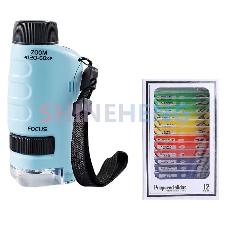 Entdecke die Welt im Detail: Taschenmikroskop 60-120x mit LED für Kinder