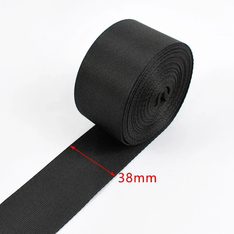 Schwarzes Nylon Gurtband 10-100mm für Taschen Gürtel Haustier Zubehör