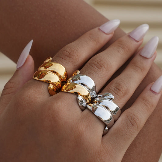 Verstellbare Unregelmäßige Ringe Set | Gold Silber Optik | Unisex Goth Punk Schmuck