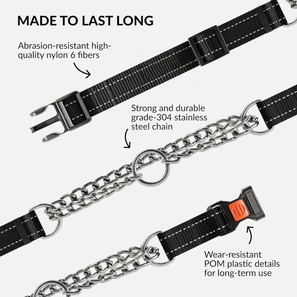 Edelstahl Hundehalsband mit reflektierendem Nylon für kleine bis große Hunde