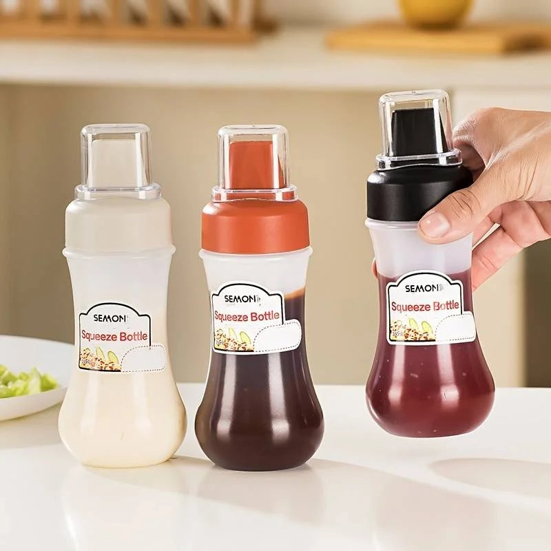 Auslaufsichere Squeeze Sauce Flasche 350ml – Nachfüllbar, 1/2/3 Stück Set