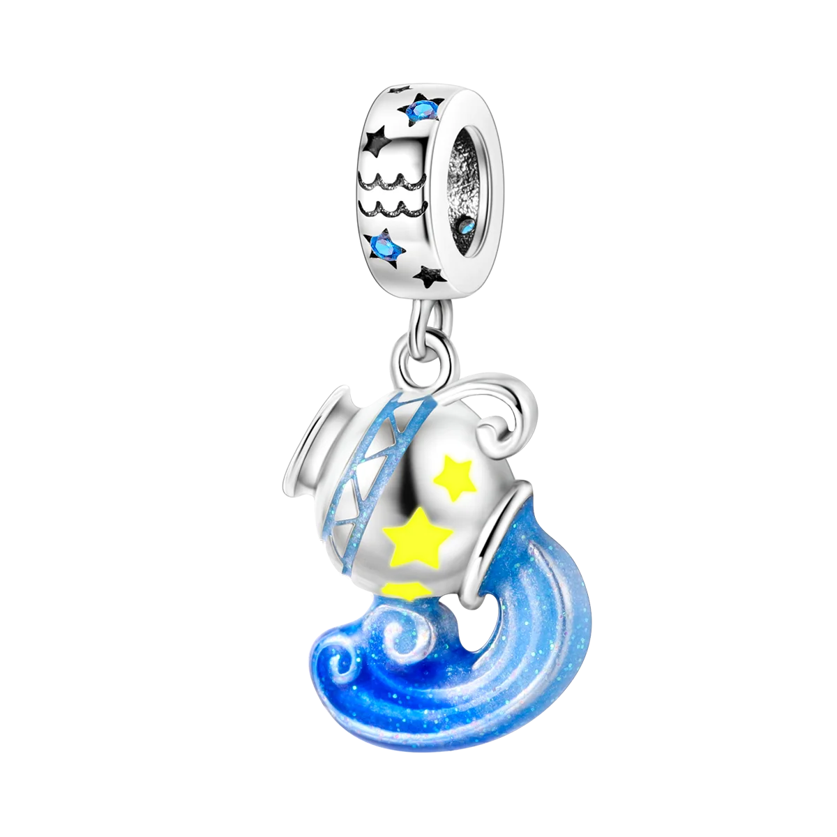 Edler Charm-Anhänger aus 925er Silber mit funkelndem blauem Zirkon – perfekt für DIY-Schmuck