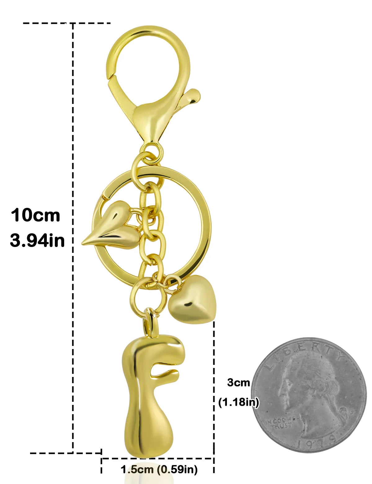 Personalisierter 18K Gold Schlüsselanhänger mit Herz – Blasenbuchstaben Damen