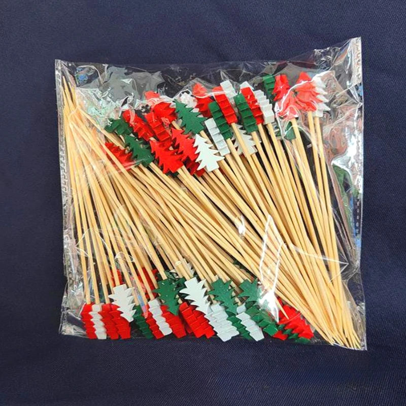 50 teiliges Set Weihnachten Bambus Sticks mit festlichen Motiven