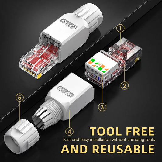 RJ45 CAT6A CAT6 Stecker Werkzeuglos für Ethernet Kabel 23-26AWG