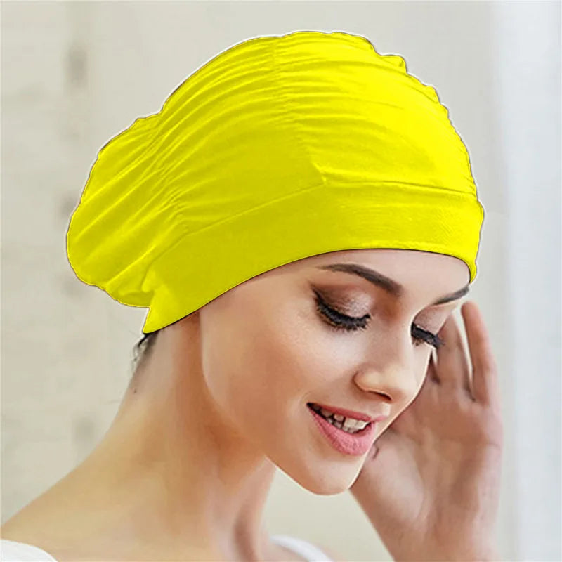 Elastische Bademütze für langes Haar – Unisex Nylon Turban-Stil Schutz