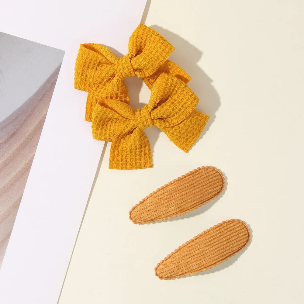 Bunte Haarklammern Set – 4-teilig, sichere Legierung - farbenfrohe Schleifen für Mädchen